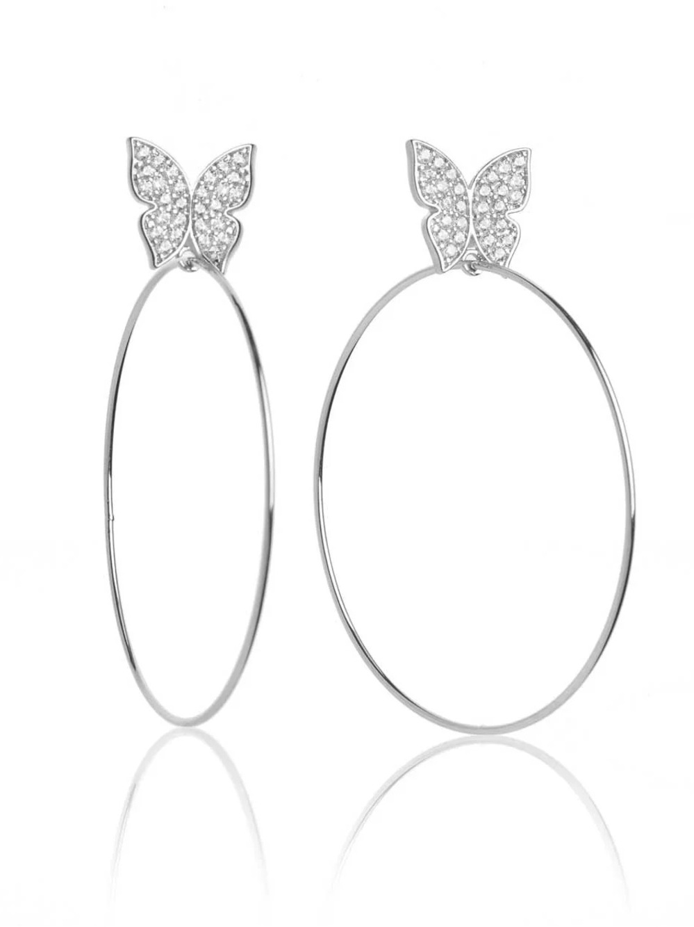 BX Glow (Evelyn Lozada) Silver Butterfly Hoop Earrings - Elegant Women Jewelry
